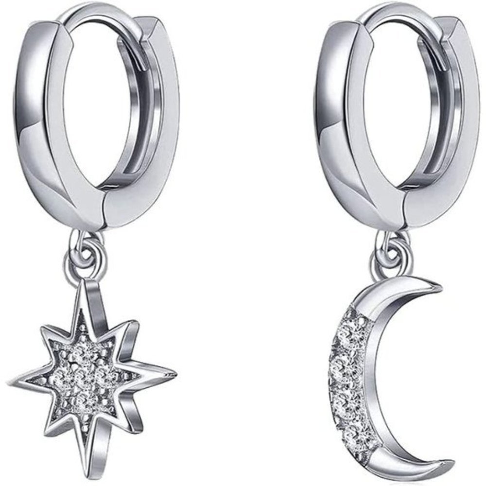 Moon Star Dangle Earring